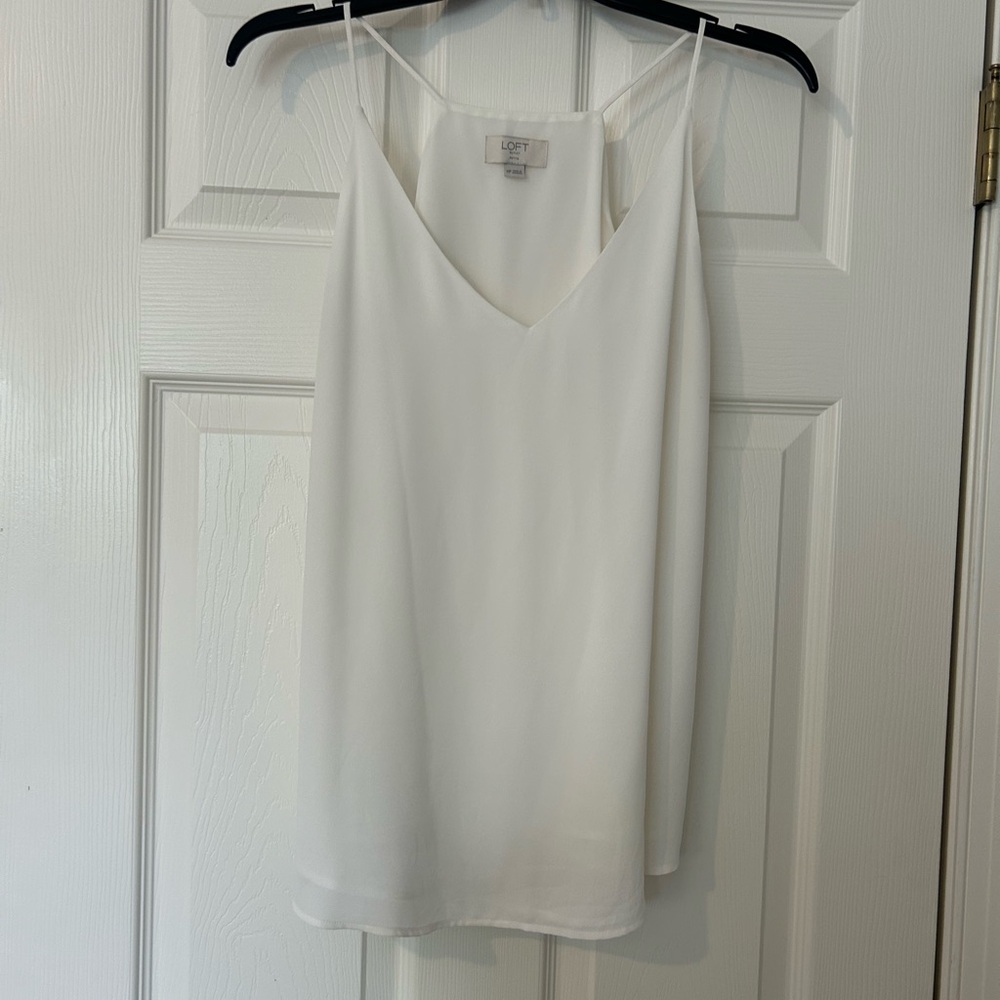 LOFT White V-Neck Spaghetti Strap Cami